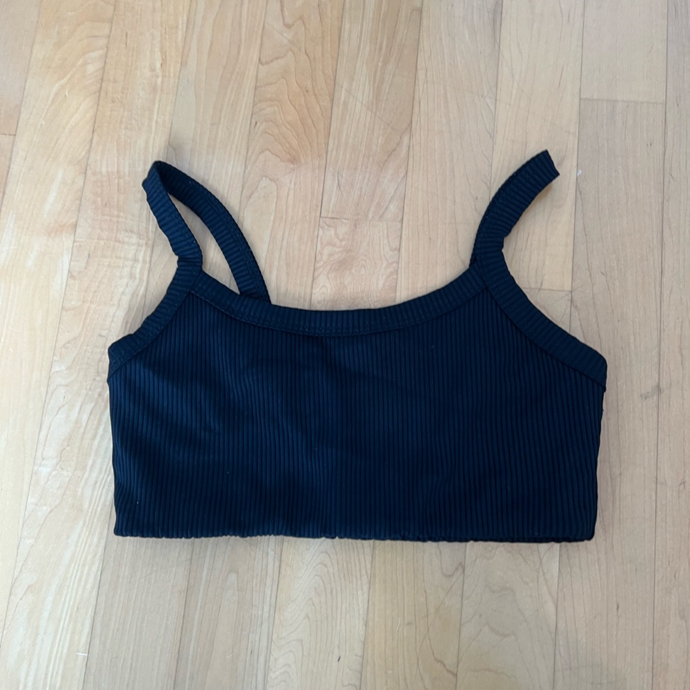 Year of Ours Black Medium Sports Bra Ribbed Bralette